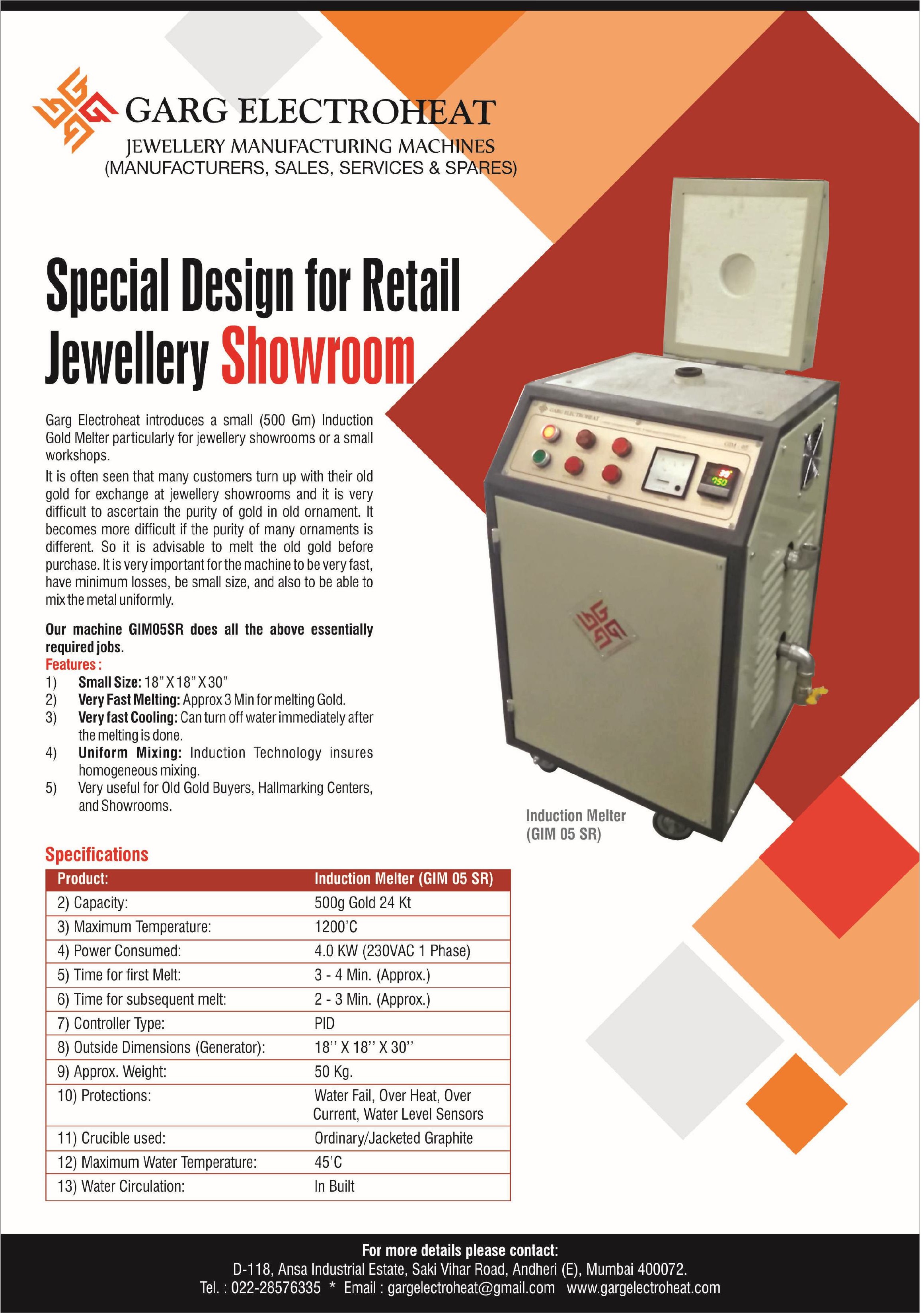 Retail Showroom Induction Gold Melting Machine