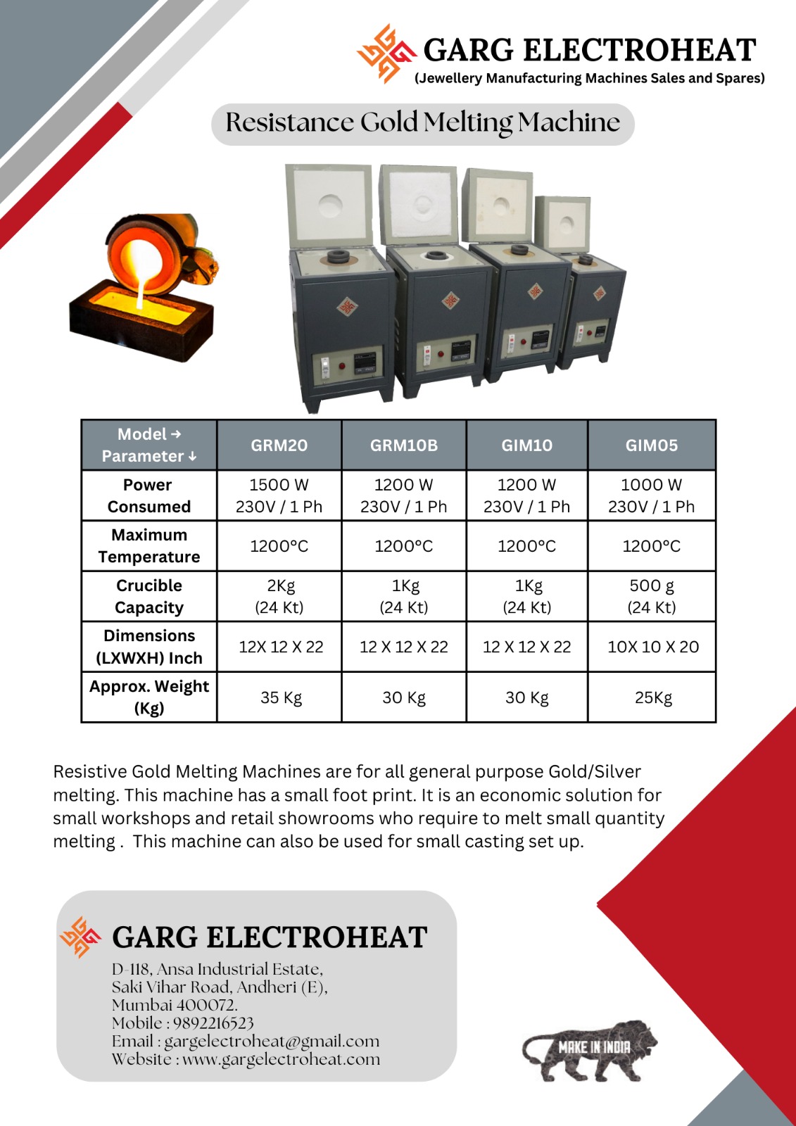 Resistance Gold Melting Machine